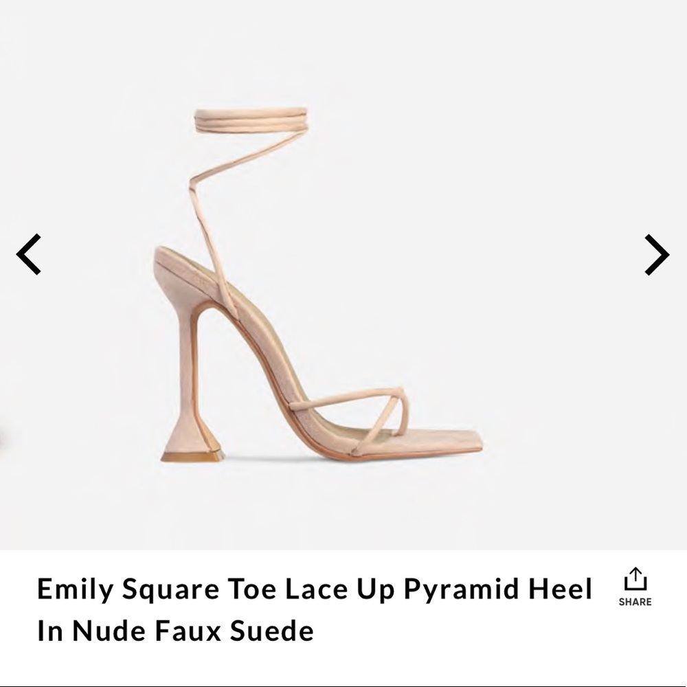 EGO for Stassie - Emily Square Toe Heel Nude Suede